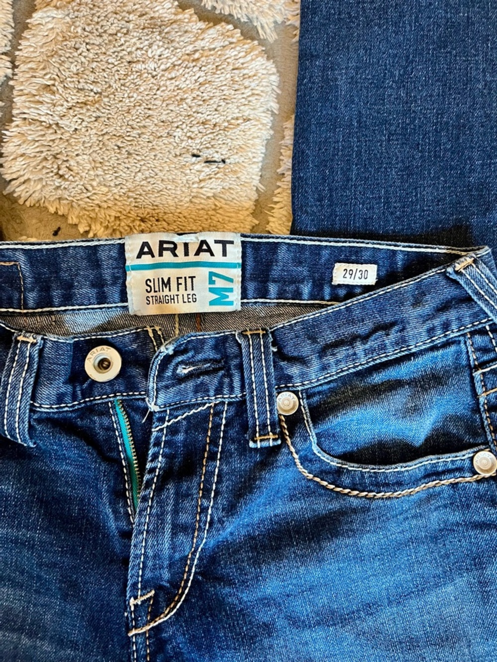 Ariat Men’s Slim Fit Straight Leg Jeans in Dark Blue Denim M7